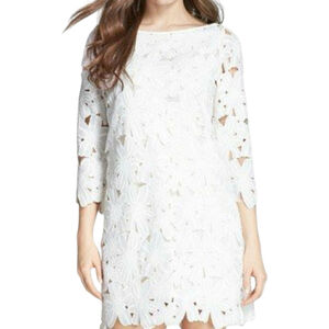 Felicity & Coco Belza White Floral Lace Shift Cocktail Dress, NWT, Medium